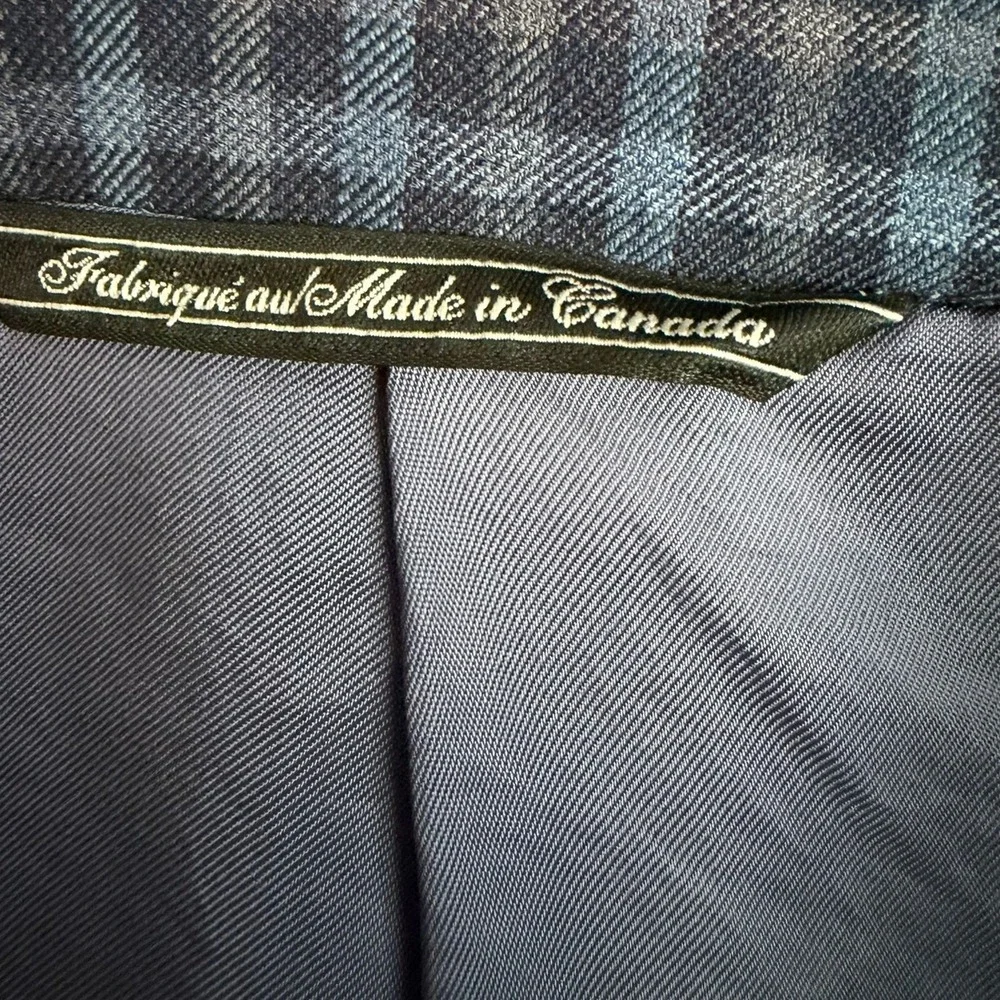 Ermenegildo Zegna S. Cohen Sarno Blazer Blue Grey Wool Silk Check 42R Mens